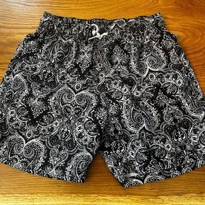 Men’s Black Paisley Swimsuit Small 5 Inch Inseam